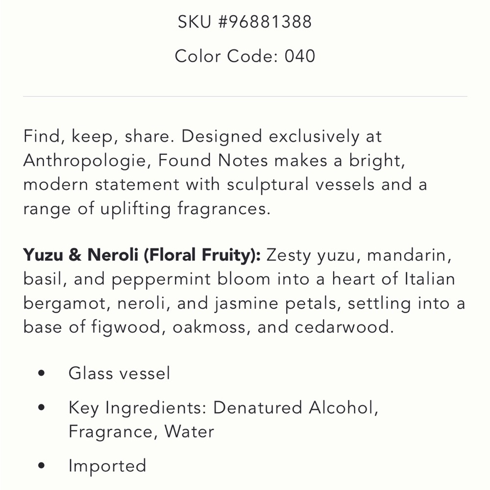 Anthropologie NWT “Sold Out” Yuzu & Neroli Body Spray - Picture 4 of 5